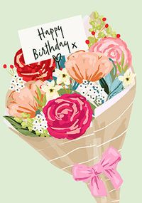 Tap to view Graphic Floral Bouquet Happy Birthday Card