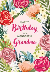 Tap to view Happy Birthday Grandma Graphic Floral Card