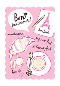 Tap to view Bon Anniversaire Birthday Card