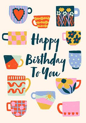 Photo of Happy Birthday Colourful Mugs Card
