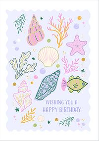 Tap to view Coastal Sea Shells Birthday Card