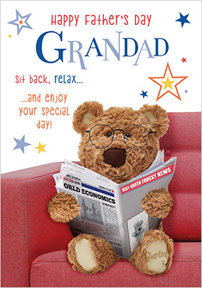 Barley Bear Reading Grandad Father's Day Card