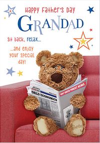 Tap to view Barley Bear Reading Grandad Father's Day Card