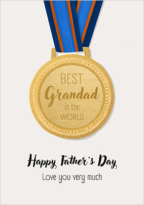 Best Grandad Medal Father's Day Card