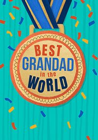 Tap to view Best Grandad In The World Medal Father's Day Card