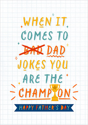 Dad Jokes Champion Father's Day Card