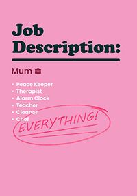 Tap to view Mum Job Description Mother's Day Card