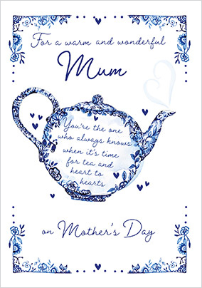 Blue And White China For Mum Mother's Day Card