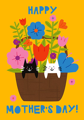 Cats In Basket Happy Mother's Day Card
