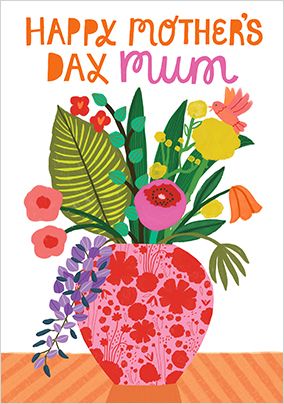 Photo of Happy Mother's Day Mum Floral Vase Card