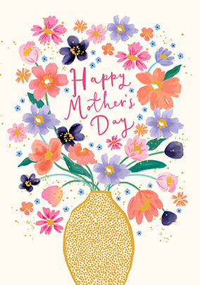 Happy Mother's Day Bright Floral Vase Card