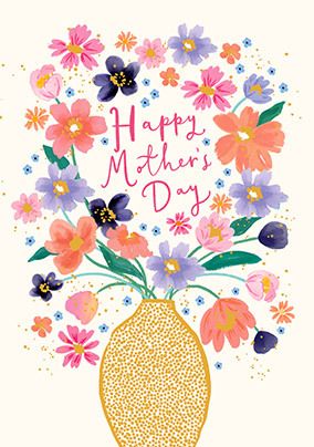 Photo of Happy Mother's Day Bright Floral Vase Card