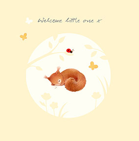 Welcome Little One Watercolour Squirrel New Baby Card