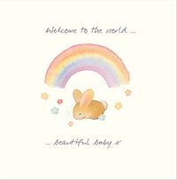 Tap to view Watercolour Bunny Rainbow New Baby Card