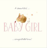 Tap to view Watercolour Bunny New Baby Girl Card