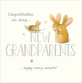 Watercolour Bunnies Congratulations New Grandparents Card