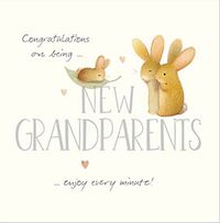Tap to view Watercolour Bunnies Congratulations New Grandparents Card