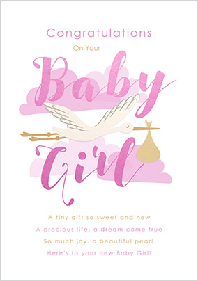 New Baby Girl Congratulations Verse Card