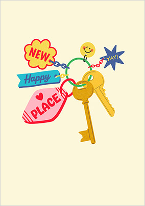 New Happy Place Keyrings New Home Card