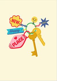 Tap to view New Happy Place Keyrings New Home Card