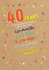 Tap to view Officially Brilliant for 40 Years Birthday Card