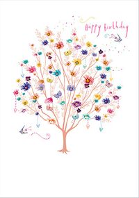 Tap to view Happy Birthday Colourful Floral Tree Card