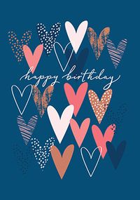 Tap to view Simple Hearts Happy Birthday Card