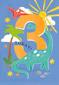 Tap to view You're 3 Today Dinosaur Birthday Card