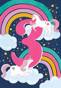 Tap to view 3 Today Unicorns Birthday Card