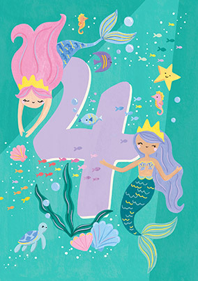 4 Today Mermaids Birthday Card