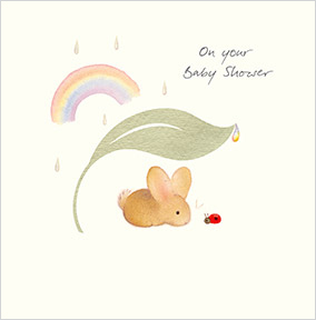 Watercolour Bunny on your Baby Shower Card