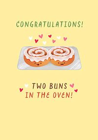 Tap to view Cinnamon Buns New Baby Twins Congratulations Card