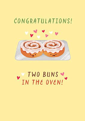 Photo of Cinnamon Buns New Baby Twins Congratulations Card