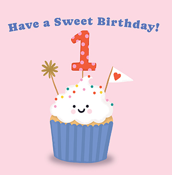 Cupcake 1st Birthday Card