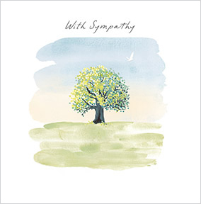 With Sympathy Watercolour Tree Card