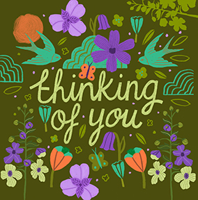Thinking Of You Floral Square Card