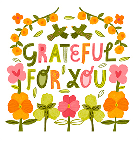 Grateful For You Floral Square Thank You Card