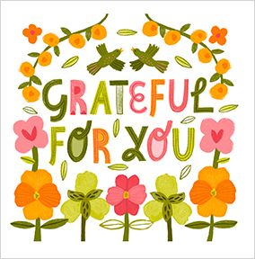 Photo of Grateful For You Floral Square Thank You Card