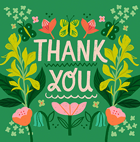 Floral Square Thank You Card
