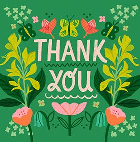 Photo of Floral Square Thank You Card