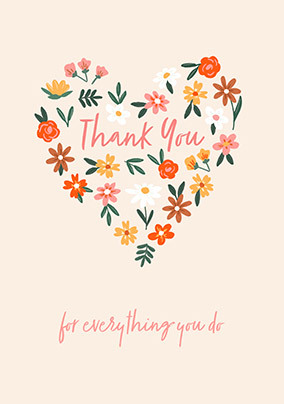 Floral Heart Thank You Card