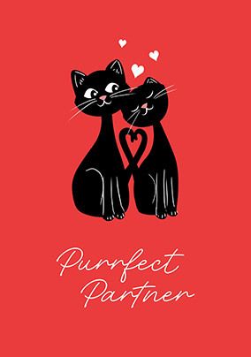 Photo of Purrfect Partner Black Cats Valentine's Day Card
