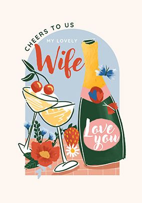 Photo of Lovely Wife Champagne Cheers Valentine's Day Card