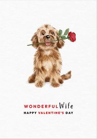 Tap to view Dog with rose Wonderful Wife Valentine's Day Card