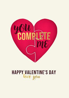Photo of Jigsaw Puzzle You Complete Me Valentine's Day Card