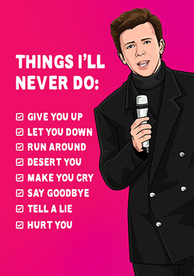Things I'll Never Do Anniversary Card