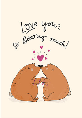 Love You Beary Much Illustrated Valentine's Day Card