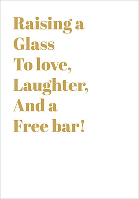 Free Bar Wedding Congratulations Card