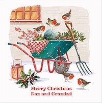 Tap to view Garden Wheelbarrow Nan and Grandad Christmas Card