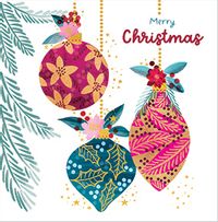 Tap to view Decorative Baubles Square Merry Christmas Card